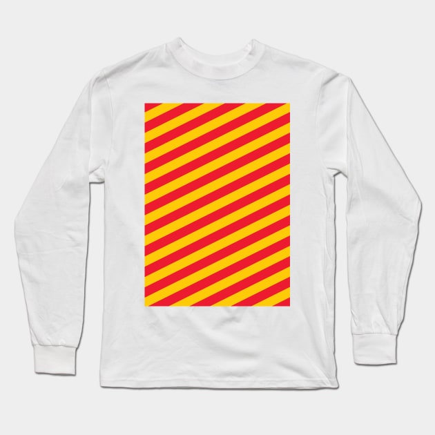Liverpool Red and Yellow  Angled Stripes Long Sleeve T-Shirt by Culture-Factory